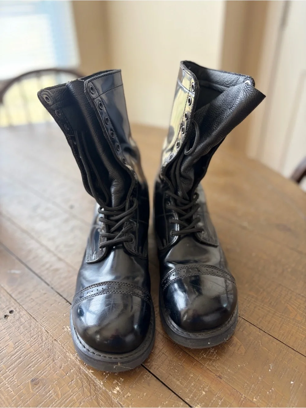 Black Men's Lace-Up High-Top Leather Boots